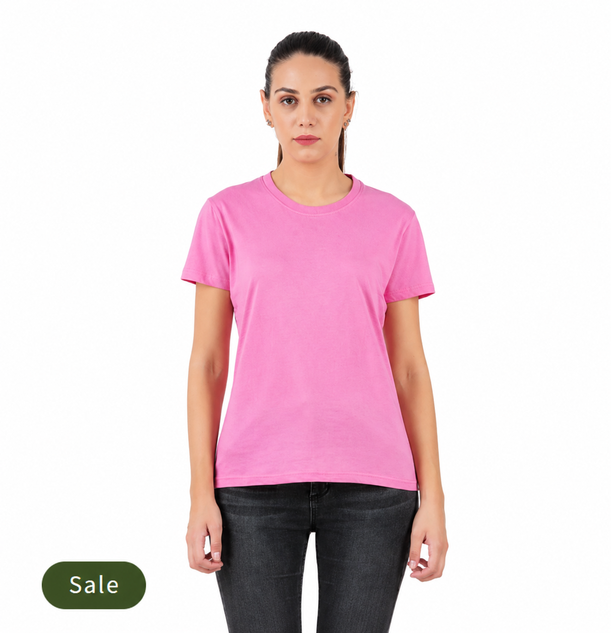Deevaz Women Comfort Fit Round Neck Half Sleeve Cotton T Shirts In Baby Pink.