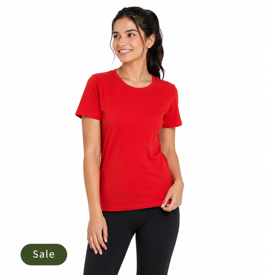 Deevaz Women’s Solid Red Round Neck Half Sleeve T-Shirt