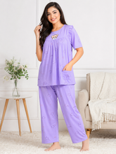 Load image into Gallery viewer, Deevaz Women's Lavender Cotton 2-Piece Night Suit Set