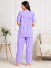 Load image into Gallery viewer, Deevaz Women's Lavender Cotton 2-Piece Night Suit Set