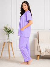 Load image into Gallery viewer, Deevaz Women's Lavender Cotton 2-Piece Night Suit Set