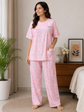 Load image into Gallery viewer, Deevaz Half Sleeve Top with Full-Length Pajama | Soft &amp; Comfortable Sleepwear