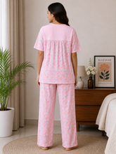 Load image into Gallery viewer, Deevaz Half Sleeve Top with Full-Length Pajama | Soft &amp; Comfortable Sleepwear