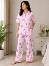 Load image into Gallery viewer, Deevaz Women's Cotton Printed Half Sleeve Night Suit Set