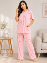 Load image into Gallery viewer, Deevaz Women's Pink Cotton 2-Piece Night Suit Set
