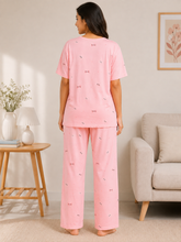Load image into Gallery viewer, Deevaz Women's Pink Cotton 2-Piece Night Suit Set