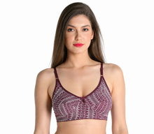 Load image into Gallery viewer, Deevaz Cotton Rich Non-Padded Purple Printed Demi Cup Bra