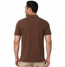 Load image into Gallery viewer, Deevaz Men's Solid Polo Neck Cotton Blend Brown T-Shirt.