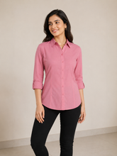 Load image into Gallery viewer, Deevaz Women's Solid Pink Cotton Blend Formal Casual Shirt.