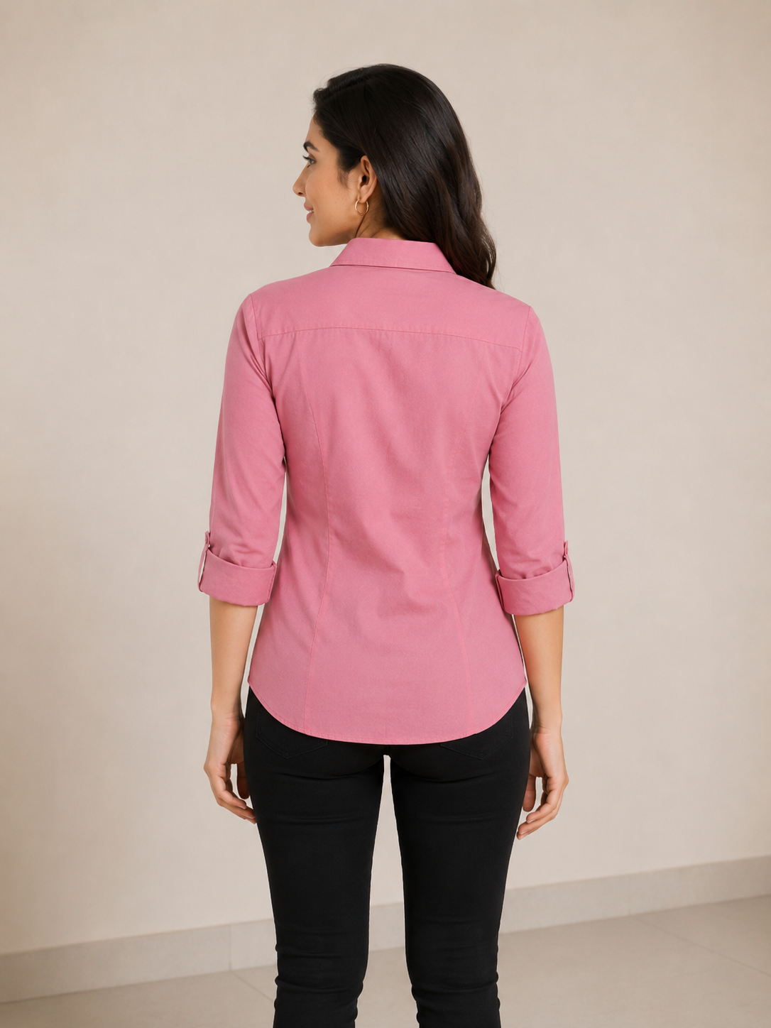 Deevaz Women's Solid Pink Cotton Blend Formal Casual Shirt.