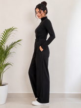 Load image into Gallery viewer, Deevaz Women's Black High-Waist Wide Leg Trousers.
