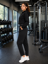 Load image into Gallery viewer, Deevaz Women Zip-Up Crop Hoodie &amp; Relaxed Jogger Pants | Casual Gym Co-Ord Set.