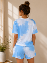 Load image into Gallery viewer, Deevaz Women Blue &amp; White Tie-Dye Cotton Lounge Set (Free Size -Multicolour )