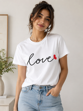 Load image into Gallery viewer, Deevaz Love Heart Graphic White T-Shirt for Women.