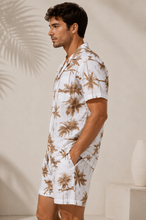 Load image into Gallery viewer, Deevaz Men's Off-White Palm Tree Print Resort Shirt &amp; Shorts Co-ord Set.