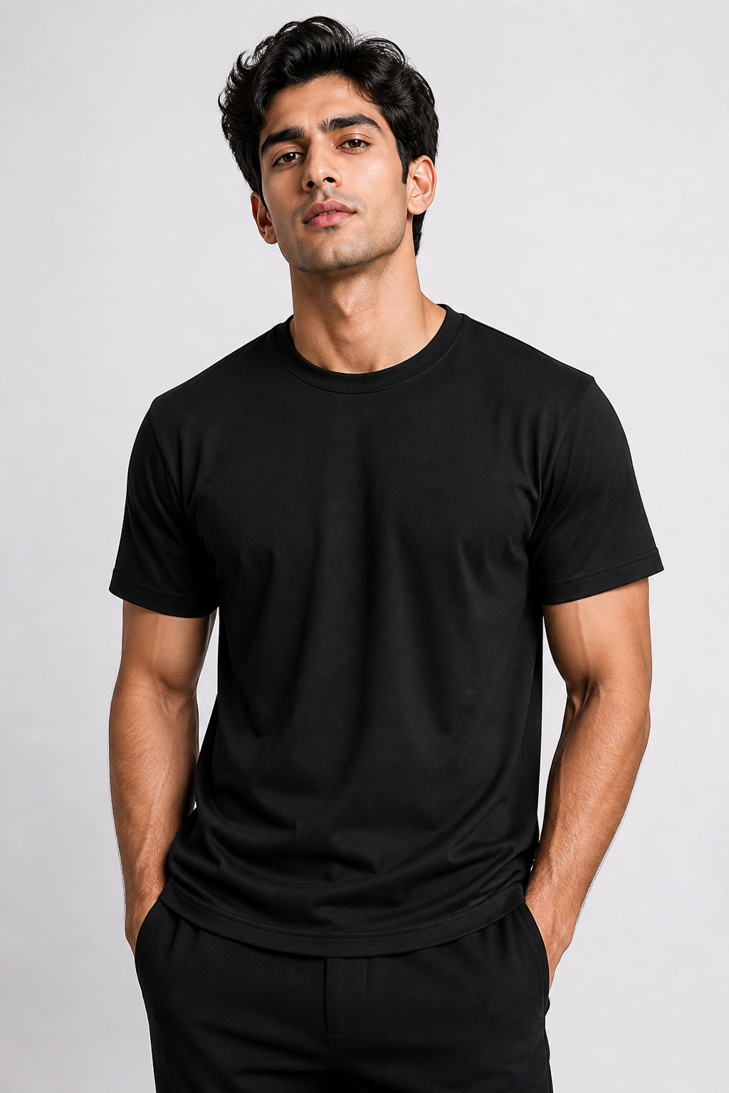 Deevaz men t-shirt half sleeves black.