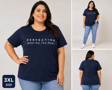 Load image into Gallery viewer, Deevaz Women's "Perfection" Graphic Tee – Navy Blue.