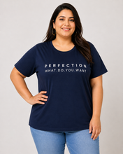 Load image into Gallery viewer, Deevaz Women's "Perfection" Graphic Tee – Navy Blue.