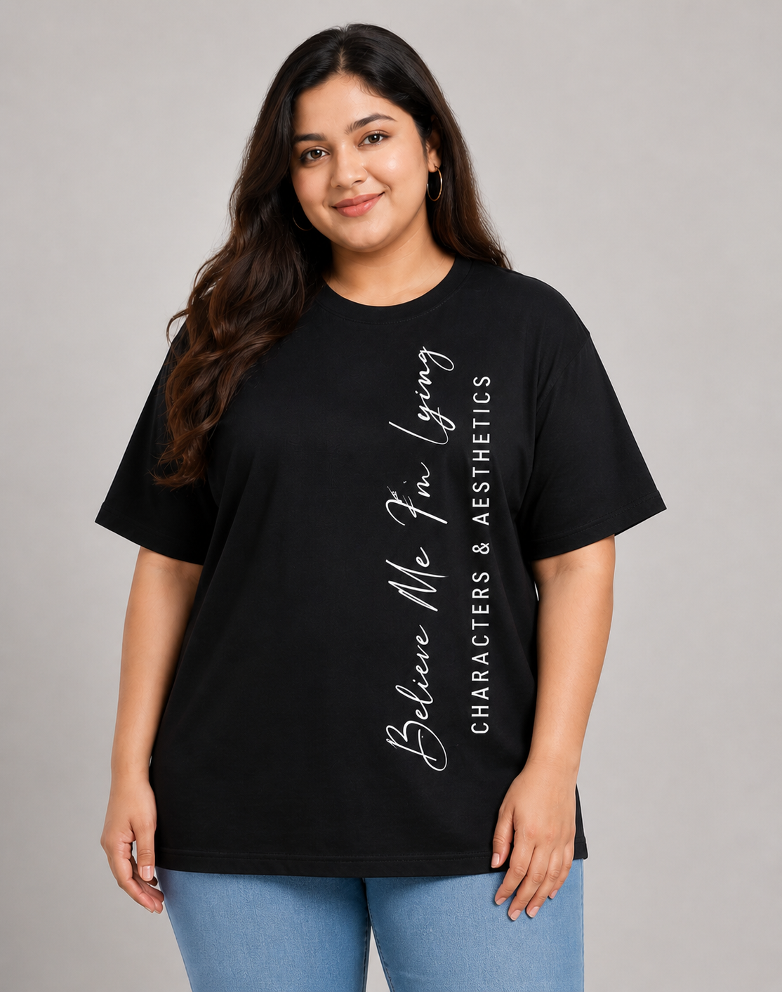 Deevaz Women’s Black Oversized T-Shirt 3XL – Printed Casual Loose Fit Tee