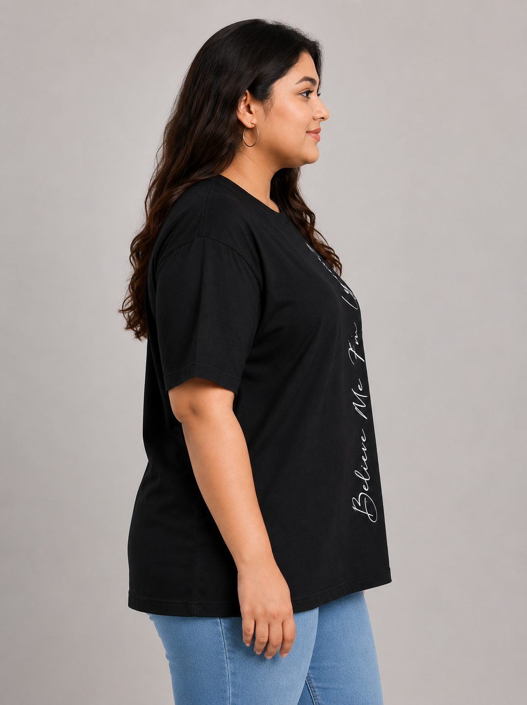 Deevaz Women’s Black Oversized T-Shirt 3XL – Printed Casual Loose Fit Tee