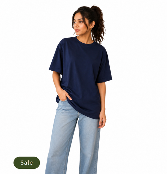 Deevaz Basic Oversized Boyfriend Dry fits Tshirts in Blue Color