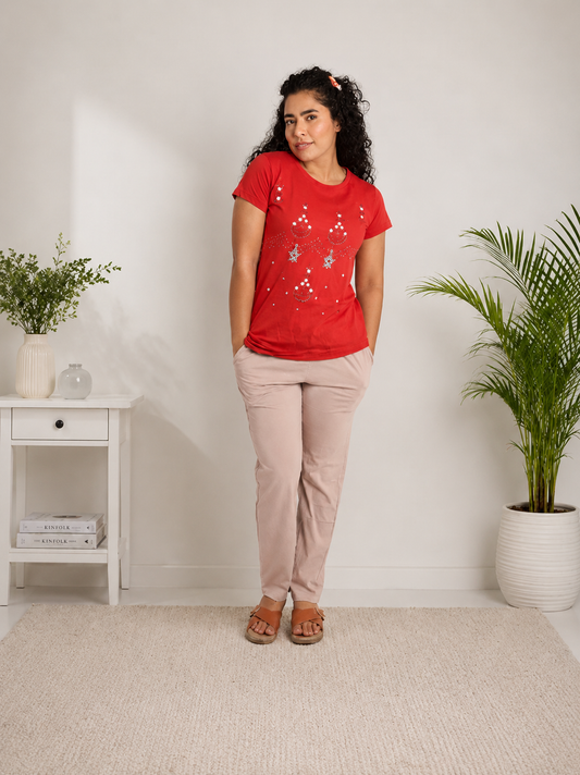 Deevaz Women Cotton Night Suit Set Printed Set of T-shirt & Pajama Nightwear Night Dress for Girls.