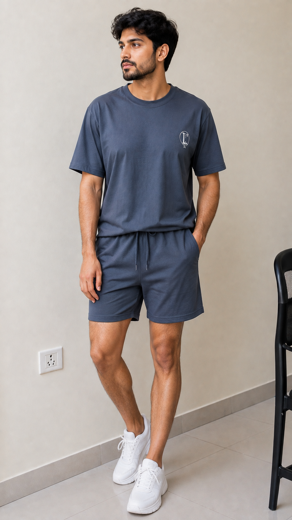 Deevaz Men’s Premium Grey T-Shirt & Shorts Co-Ord Set