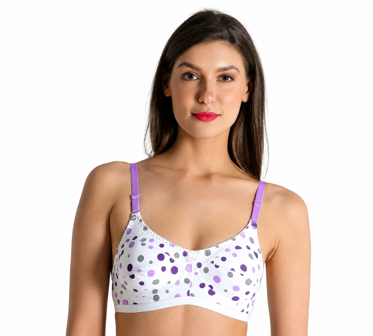 Deevaz Everyday Non Padded cotton Bra in Polka Dot Lavender color