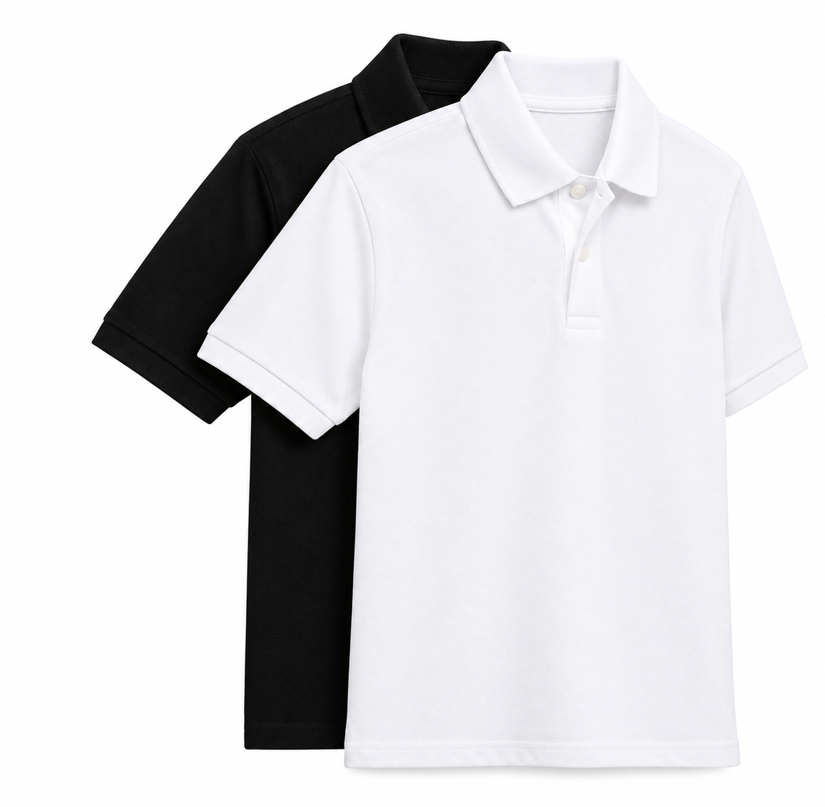 Deevaz Men's Regular Fit Polo T-Shirts – Pack of 2 (Solid White & Black)