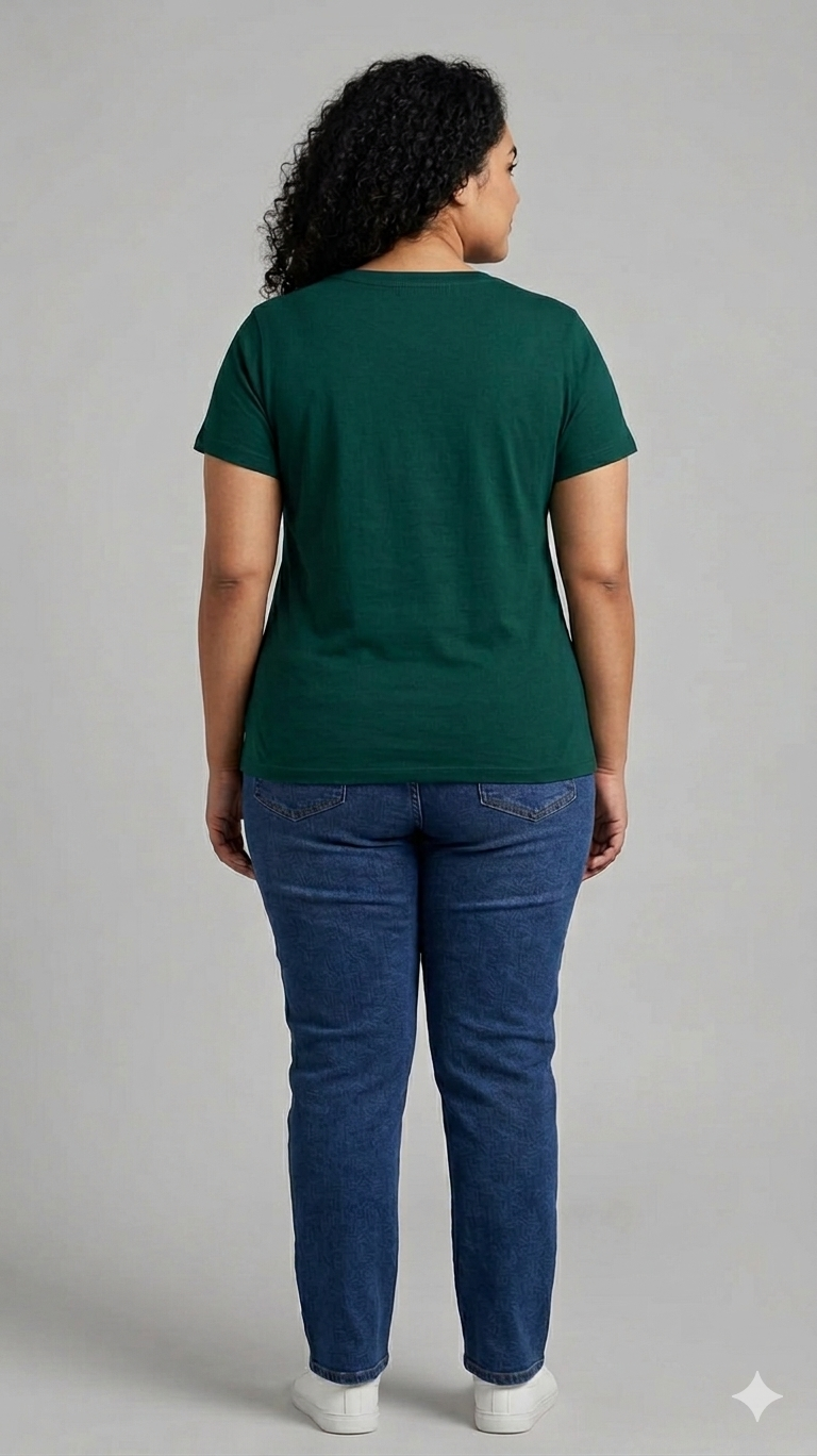 Deevaz Women's Plus Size Bottle Green Graphic Tee.
