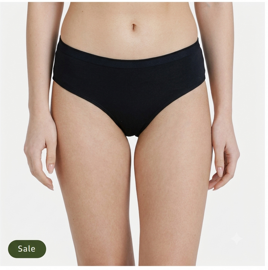 Deevaz Low Rise 3/4th Coverage Solid hipster panty in Black