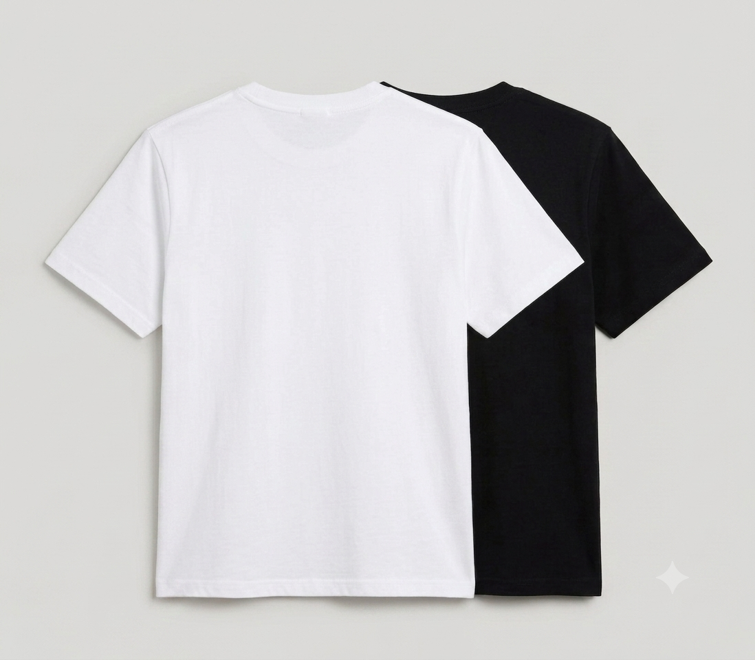 Deevaz Essential Plain T-Shirt Pack (Set of 2) – Premium Black & White Crew Necks