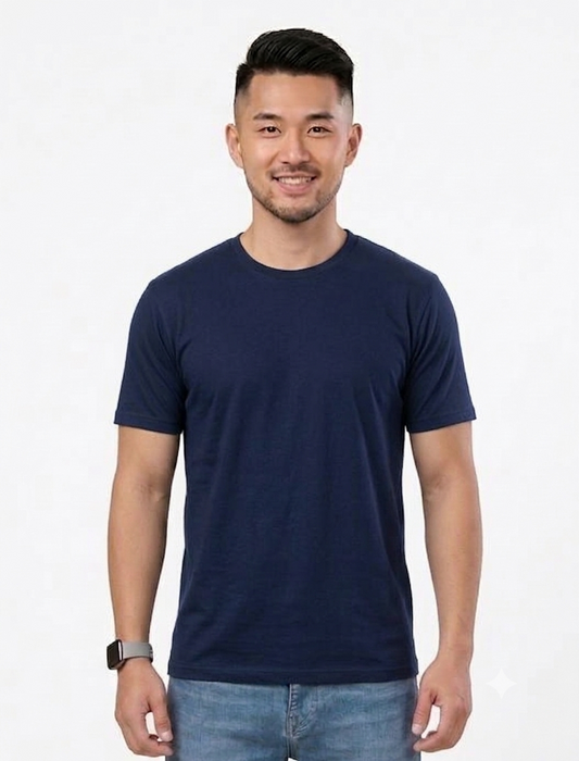 Deevaz Men’s Solid Navy Blue Dry-Fit Performance Round Neck T-Shirt