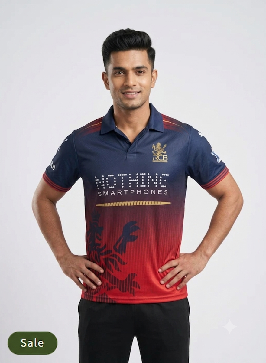 Deevaz Men's Royal Challengers Bengaluru (RCB) Polo Jersey – Side View