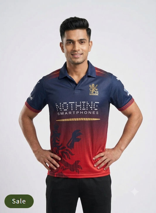 Deevaz Men's Royal Challengers Bengaluru (RCB) Polo Jersey – Side View