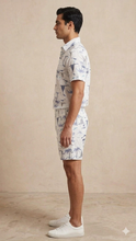 Load image into Gallery viewer, Deevaz Men's Maritime Map Printed Resort Shirt &amp; Shorts Set.