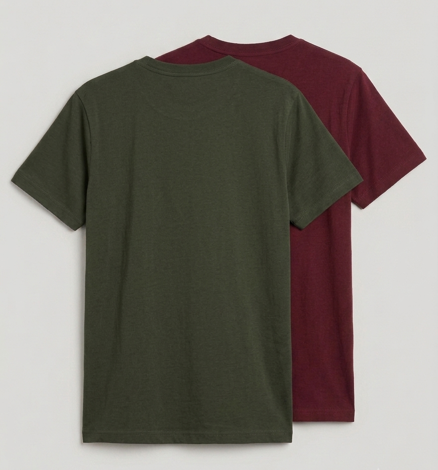 Deevaz Pack of 2 Premium Cotton Crew Neck T-Shirts – Olive & Maroon