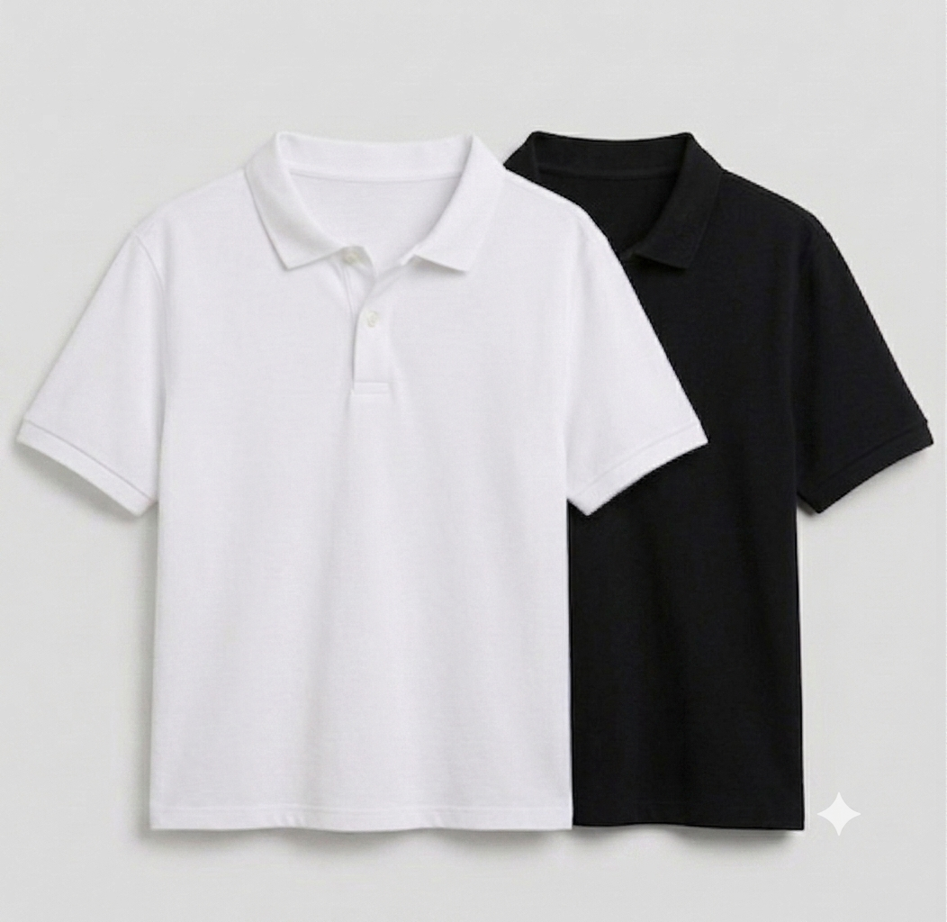 Deevaz Men's Regular Fit Polo T-Shirts – Pack of 2 (Solid White & Black)