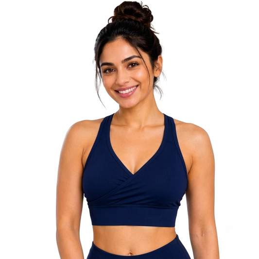 Deevaz Full Coverage Non Padded Sports Bra in Solid Blue