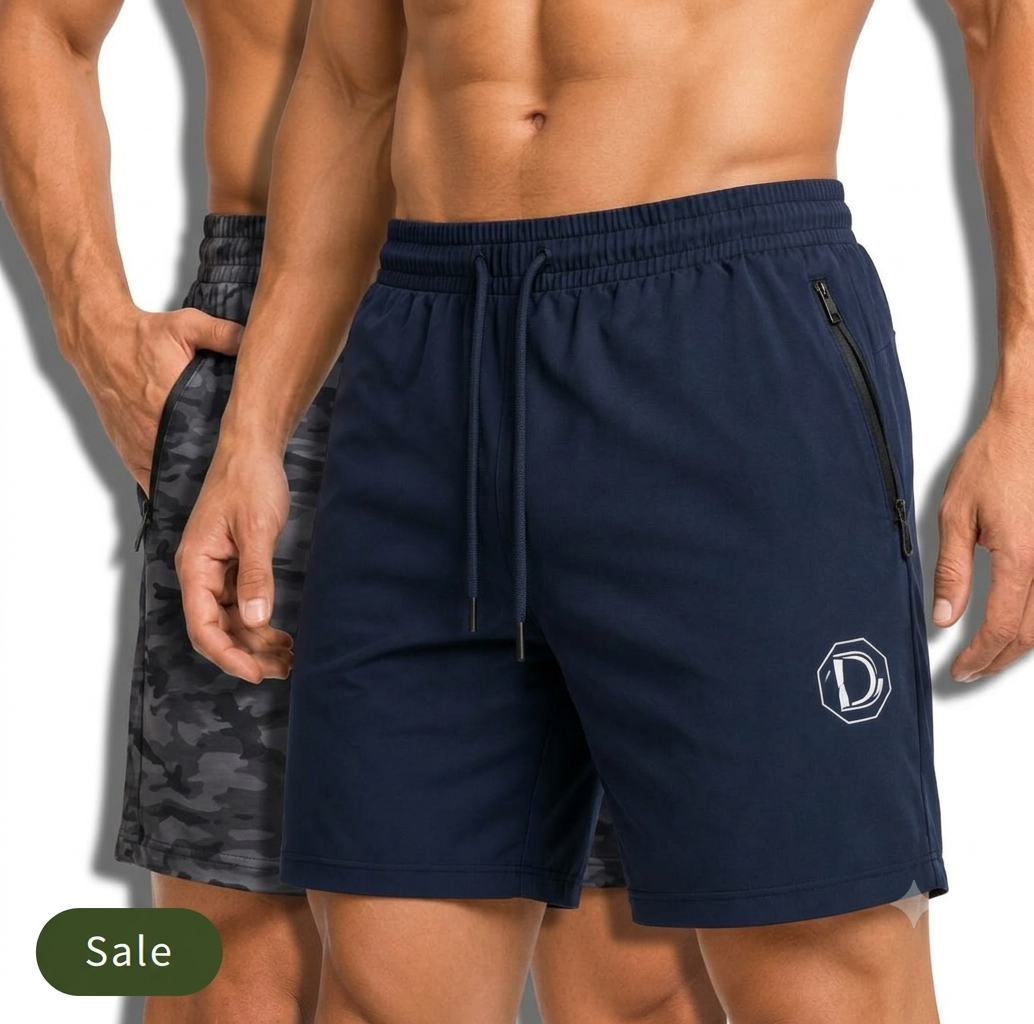Deevaz Men's Athletic Shorts 2-Pack – Quick-Dry Gym & Workout Shorts