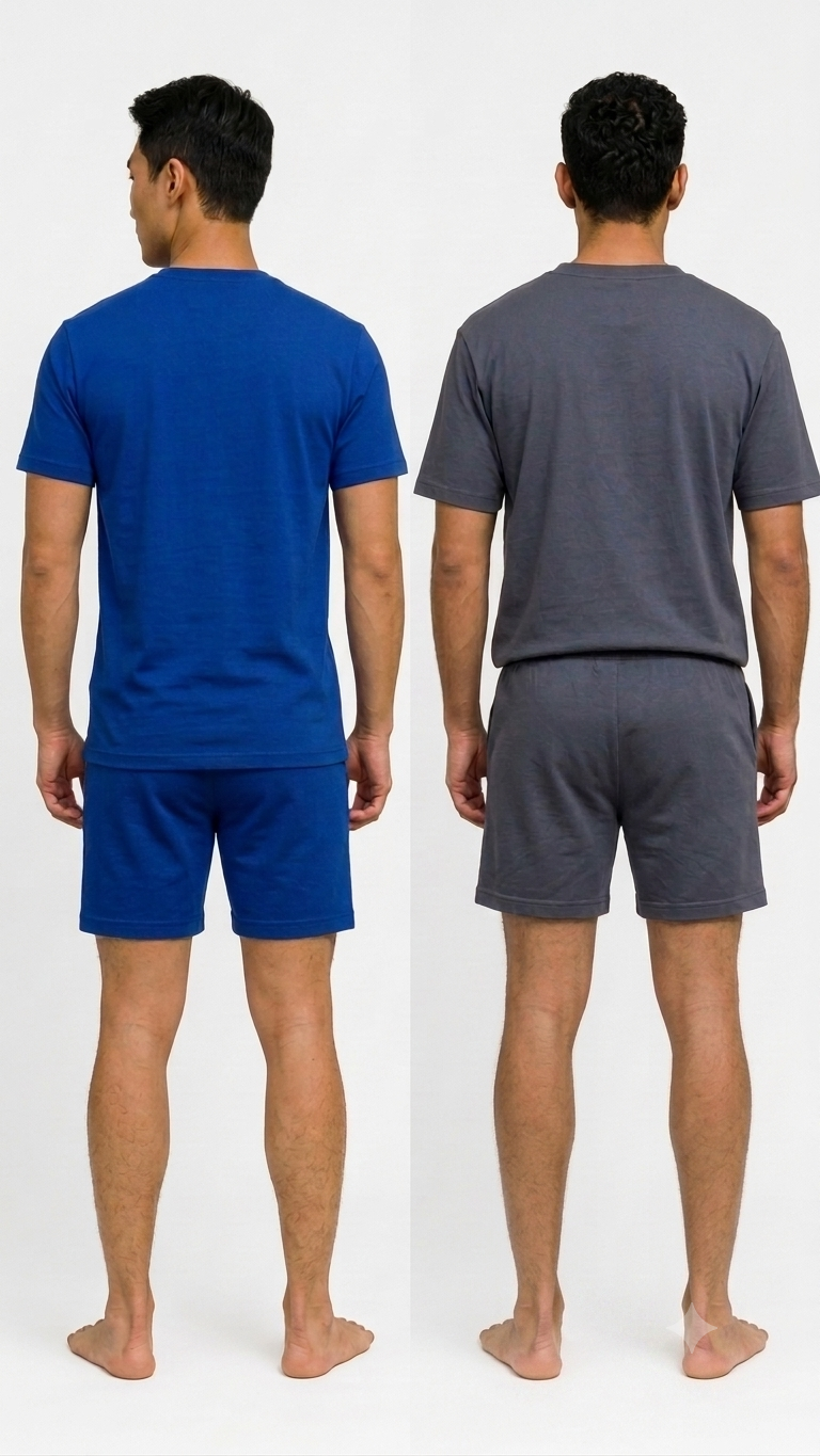 Deevaz Men's Premium Cotton Matching Loungewear Set – Solid & Graphic Tees with Casual Shorts (Pack of 2)