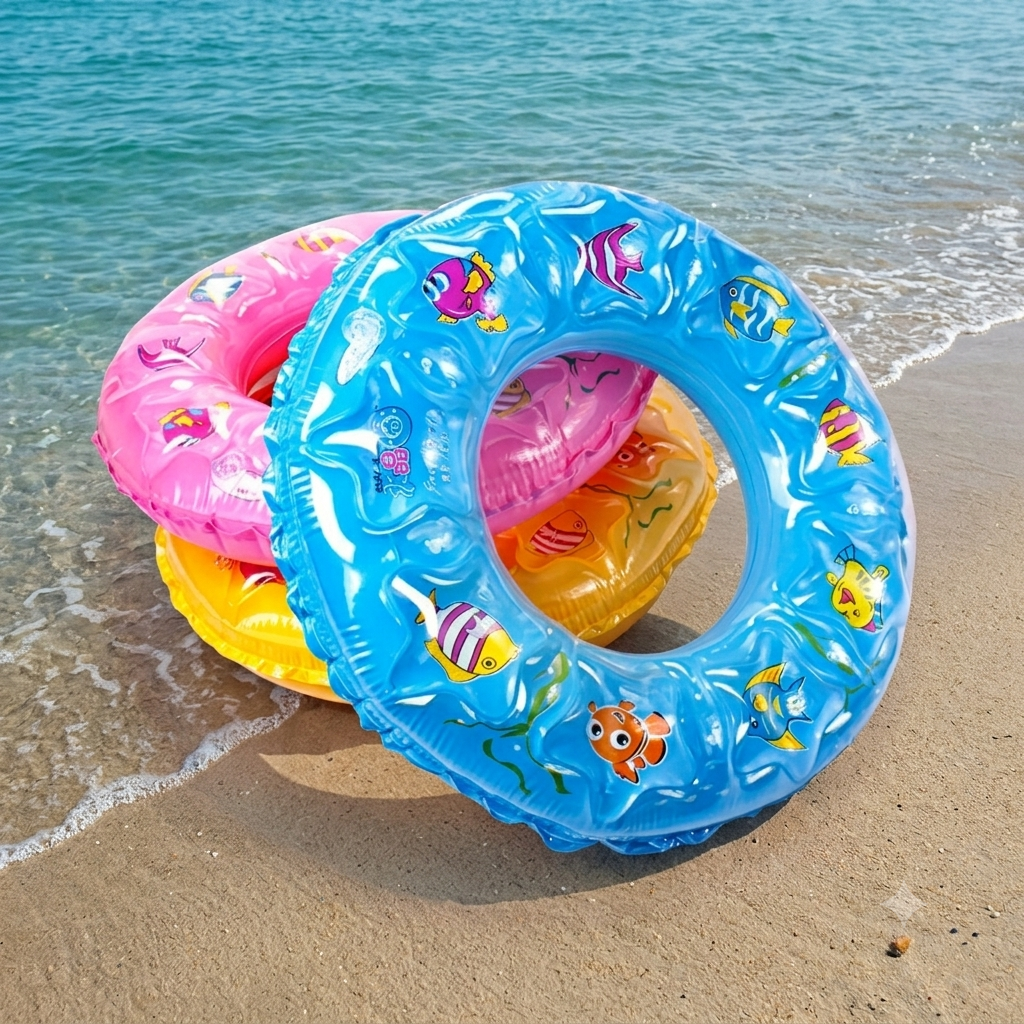 Deevaz Swim Rings with Colorful Fruit & Cartoon Prints – Heavy-Duty PVC Pool Floats for Kids & Adults (Pack of 1 / Multi-Color Sets)