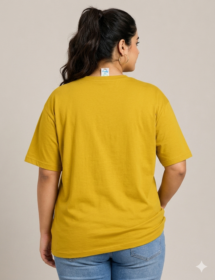 Deevaz Women's Plus Size Mustard Yellow Graphic Tee - "Always Look on the Bright Side