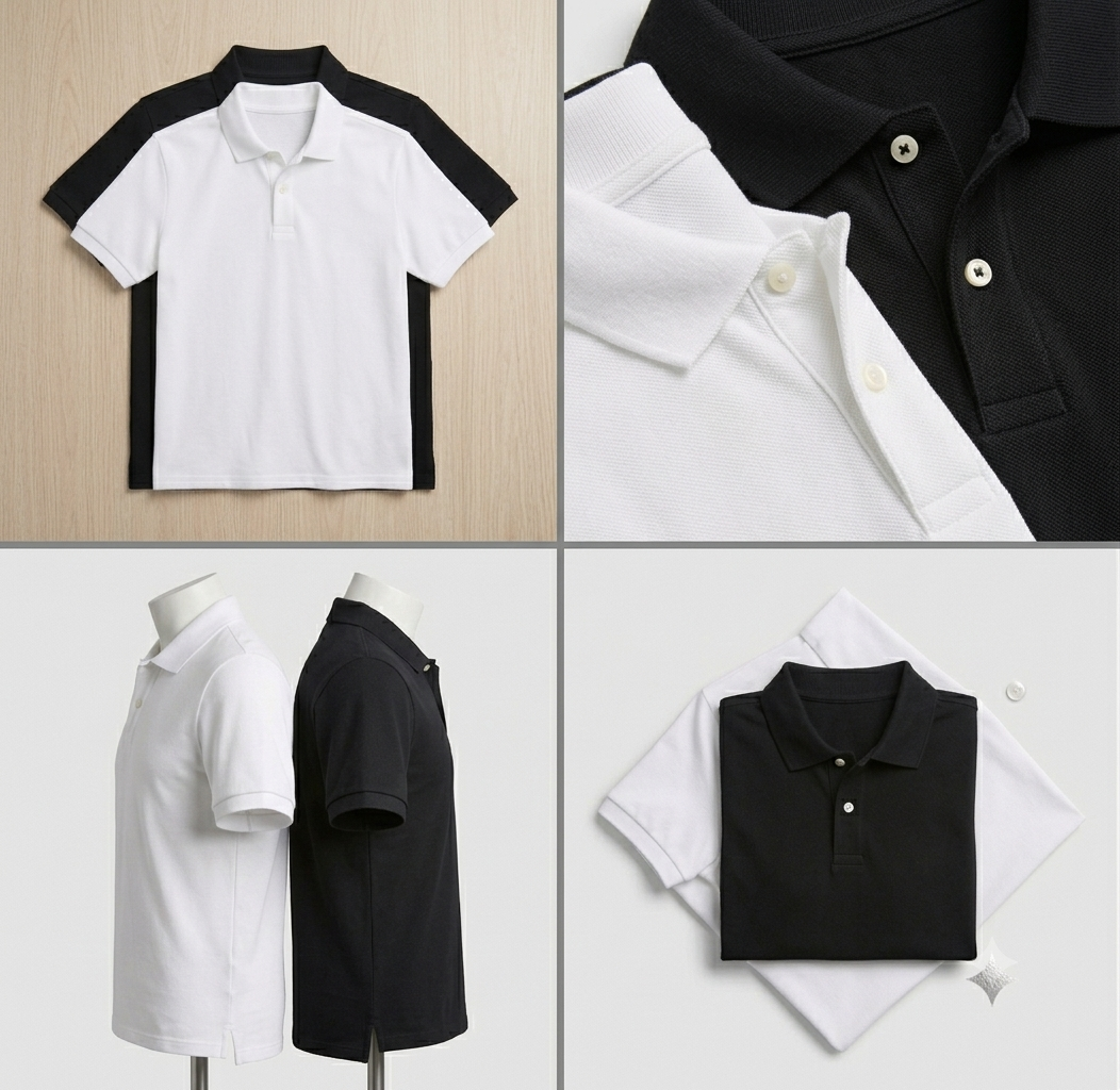 Deevaz Men's Regular Fit Polo T-Shirts – Pack of 2 (Solid White & Black)
