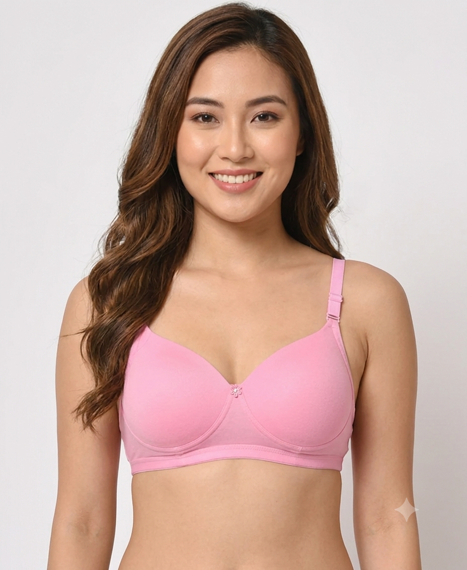 Deevaz Padded Women's Cotton Rich 3/4th Coverage Backless Bra in Powder Pink Colour.