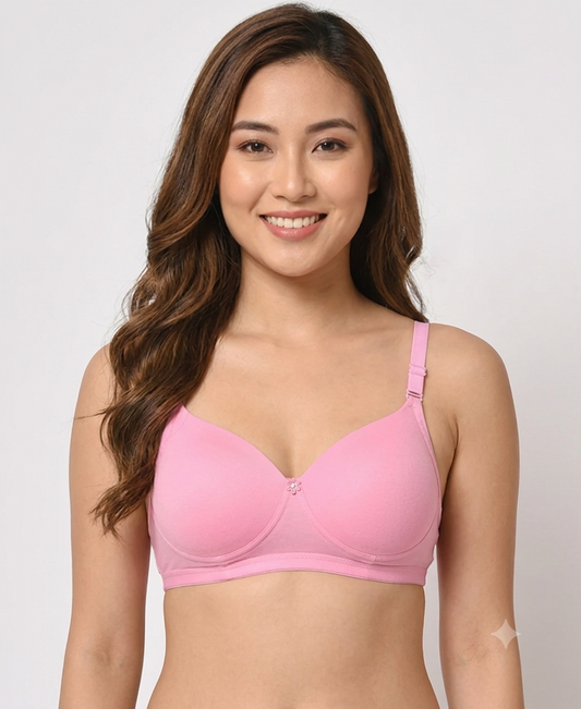 Deevaz Padded Women's Cotton Rich 3/4th Coverage Backless Bra in Powder Pink Colour.