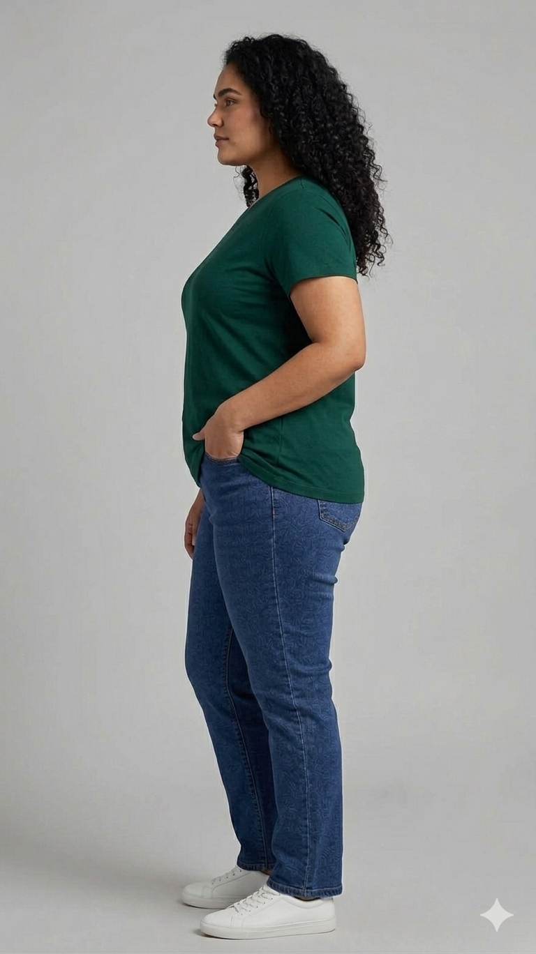 Deevaz Women's Plus Size Bottle Green Graphic Tee.