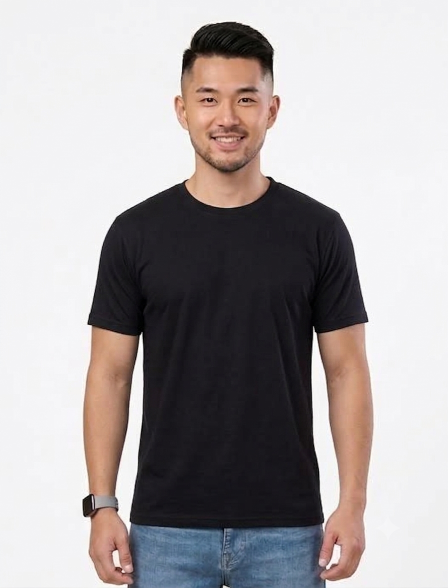 Deevaz Men’s Solid Black Dry-Fit Performance Round Neck T-Shirt