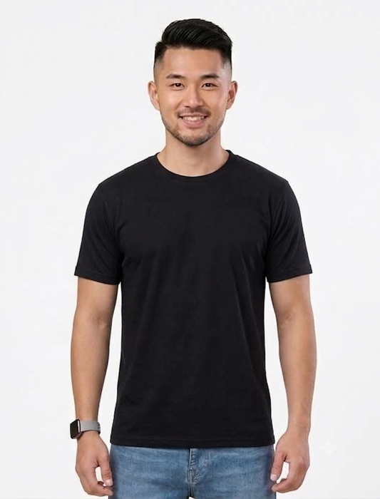 Deevaz Men’s Solid Black Dry-Fit Performance Round Neck T-Shirt