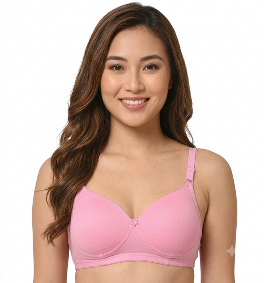 Deevaz Padded Women's Cotton Rich 3/4th Coverage Backless Bra in Powder Pink Colour.